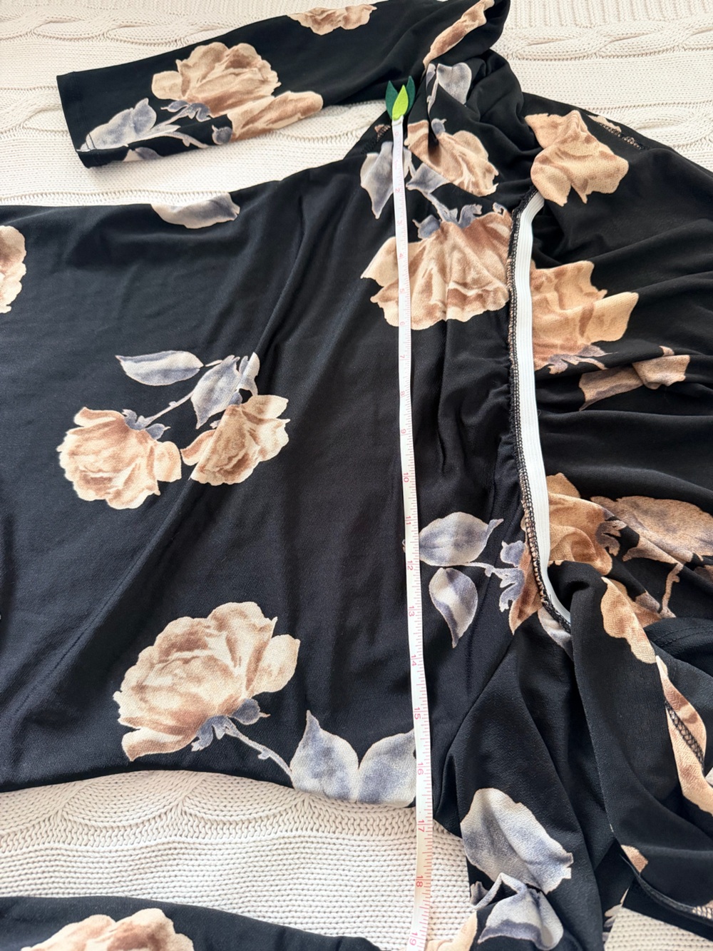 Black Floral Long Sleeve Off the Shoulder Bodysuit Size L Ruffle - Picture 5 of 13